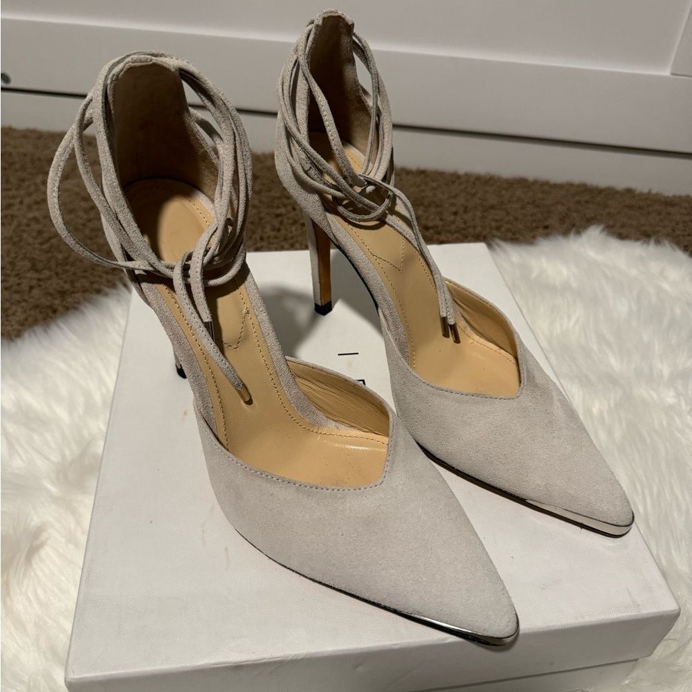 IRO PARIS Suede Pointed Toe Ankle Tie Pumps 40